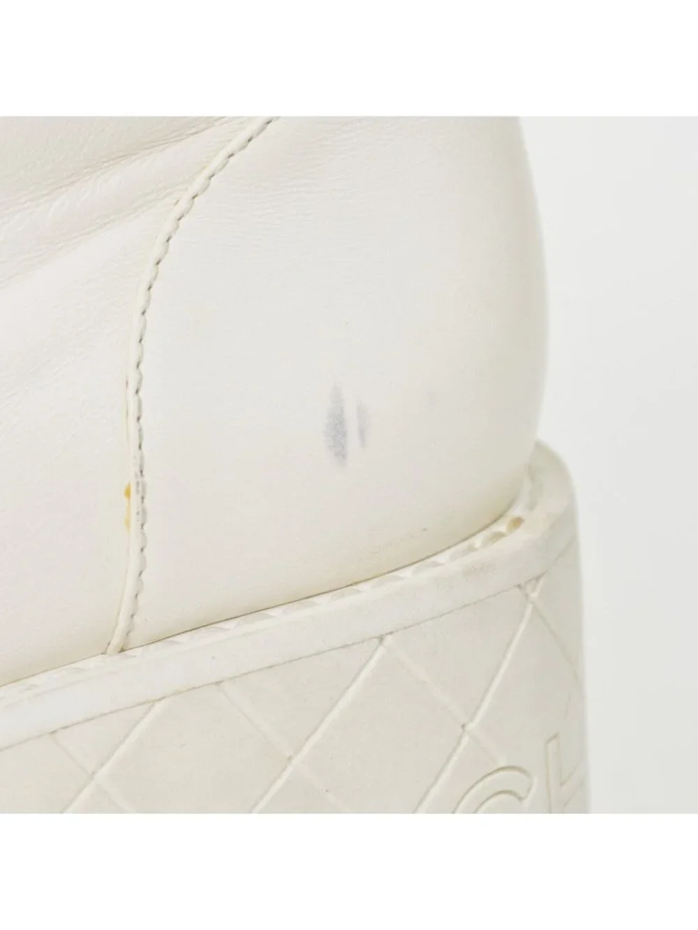 Chanel CC Logo Combat Boots Sneakers White